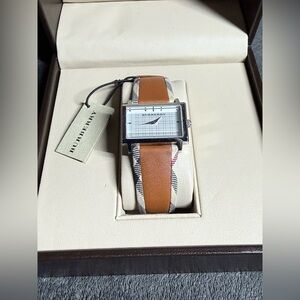 Women's BURBERRY Silver Tone Classic Swiss 33mm Watch, Brown Leather, BU2151